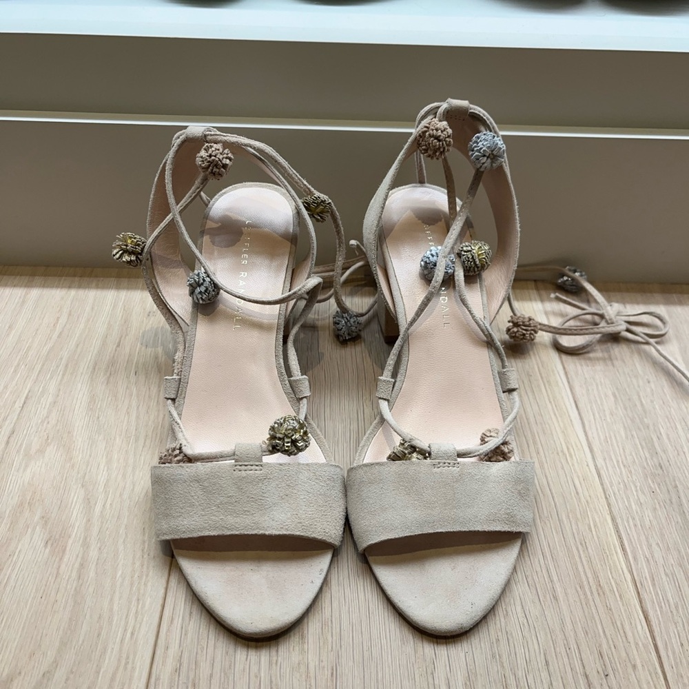 Loeffler Randall Bea Wrapped Ankle Suede Sandals Womens - Picture 2 of 4